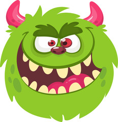 Funny cartoon monster character. Illustration of cute and happy alien creature