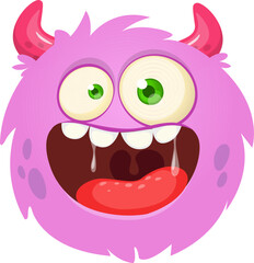 Funny cartoon monster character. Illustration of cute and happy alien creature