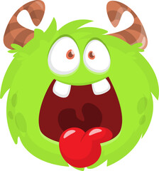 Funny cartoon monster character. Illustration of cute and happy alien creature