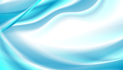 Fototapeta premium Bright blue smooth glossy waves abstract elegant background. Vector design