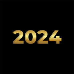 year 2024 golden symbol, illustration