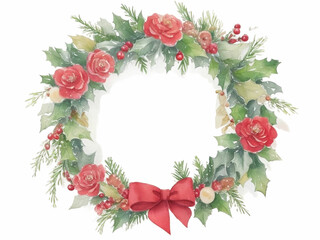 watercolor Christmas wreath concept