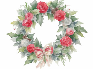 watercolor Christmas wreath concept