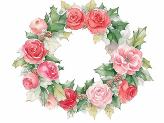 watercolor Christmas wreath concept