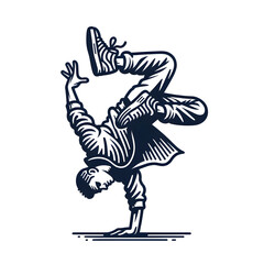 line art vector icon of a breakdancer in a flare move
