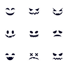Set Of Halloween Scary Faces. Can be used for halloween or ghost event