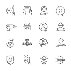 Set of Repair Related Vector Line Icons