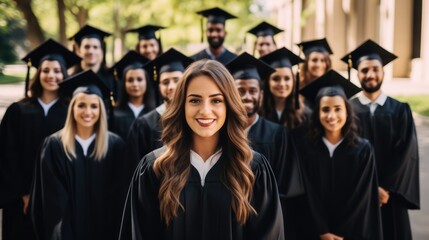 Portrait Group Diversity graduate college student at university outdoor