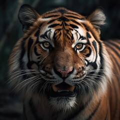 Obraz premium Roaring Majesty: A Close-Up of a Tiger's Face,portrait of a bengal tiger,portrait of a tiger
