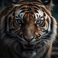 Obraz premium Roaring Majesty: A Close-Up of a Tiger's Face,portrait of a bengal tiger,portrait of a tiger