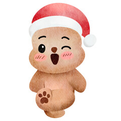 Christmas Bear Watercolor