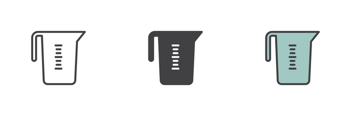 Measuring cup different style icon set