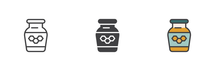 Honey jar different style icon set