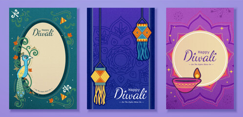 Colorful Diwali template set