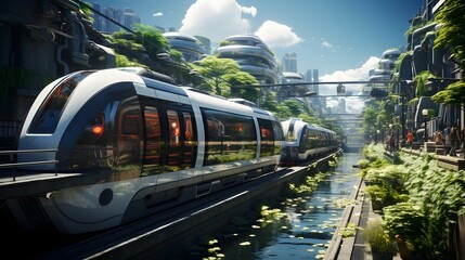 Futuristic Urban Ecosystem, Smart City Integration, AI-Powered Infrastructure