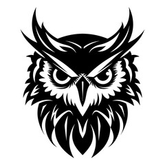 Angry owl face, vector illustration, Generative Ai.