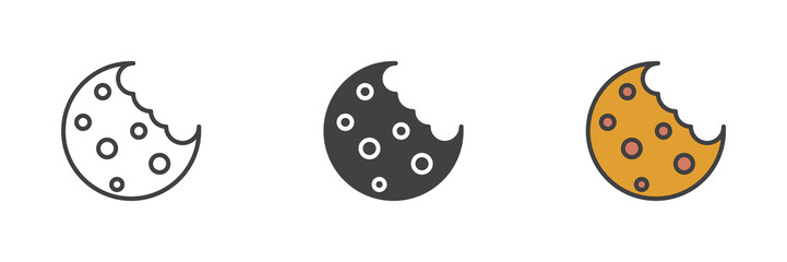 Biscuit sweets different style icon set