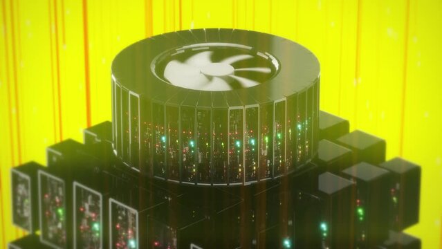 Emerging New Advanced Technologies - Premium Server Scaling with Central Unit 3D Render Animation