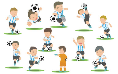 サッカー選手　イラストセット - obrazy, fototapety, plakaty