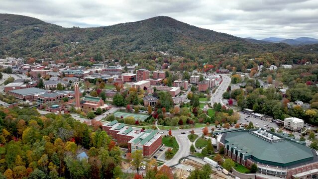 aerial of appalachian state university in boone nc, north carolina
