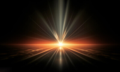 Fototapeta premium Beautiful light flares. Glowing streaks on dark background