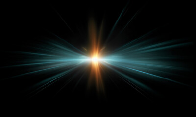 Beautiful light flares. Glowing streaks on dark background