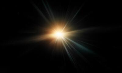 Beautiful light flares. Glowing streaks on dark background