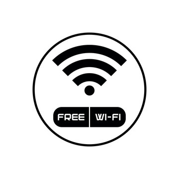 Free Wi-Fi icon symbol. Vector circle wifi sign with frame. Network icon for free access to the Internet network.