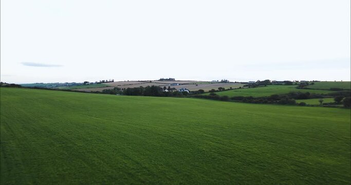 Beautiful Countryside Fields of Kenmare in County Kerry, Ireland - Aerial Drone Flight