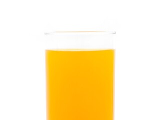 Glass of fresh orange juice isolated on white background.