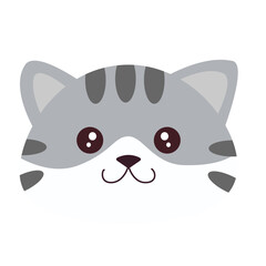 Cute Kitten Face Sticker Collection. Cartoon Cat and Fluffy Kitten Face Illustration