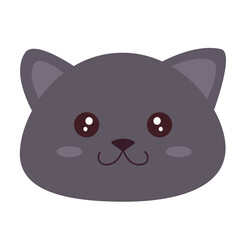 Cute Kitten Face Sticker Collection. Cartoon Cat and Fluffy Kitten Face Illustration