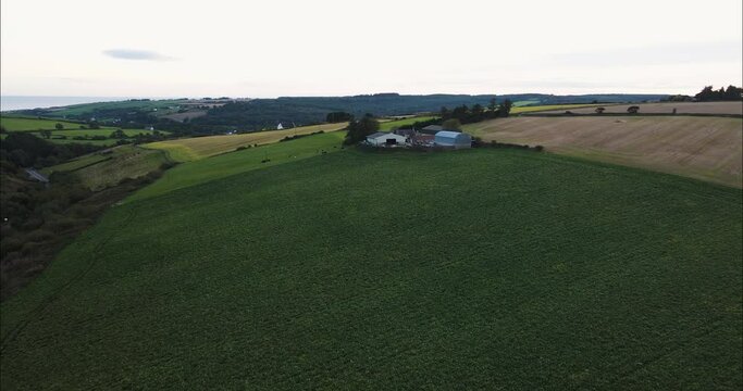 Agricultural Farmland on Ireland Countryside in Kenmare, County Kerry - Aerial