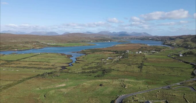 Kenmare Bay in County Kerry, Ireland - Aerial Drone Landscape with Copy Space