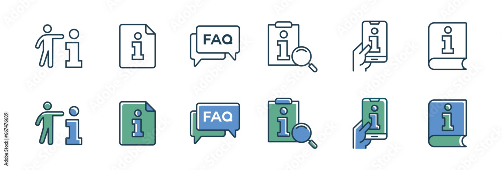 Aufkleber set of user manual instruction icon vector client guidebook reference information support assistant symbol illustration