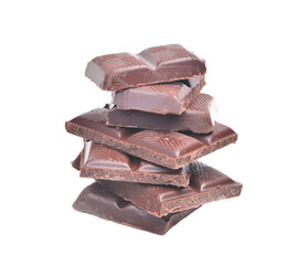 Chocolate pieces isolated on white