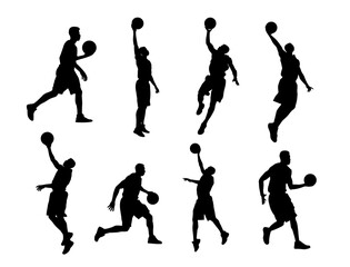 set of Basketball players silhouettes