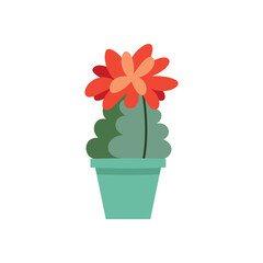 Cactus icon. Flat illustration of a succulent in a flower pot. Vector 10 EPS.
