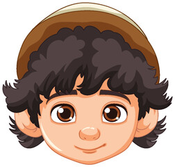 Neutral-Faced Boy Wearing Beanie Hat in Vector Style