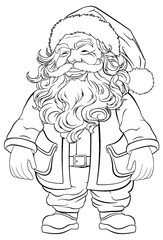 Smiling Santa Claus Cartoon Character Standing in Outline