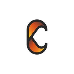 Monogram C logo letter with orange gradient sectors, rounded shape typography design mockup, stylish minimal style logotype for business card.