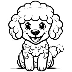 Fototapeta premium Charming Poodle Puppy Line Drawing