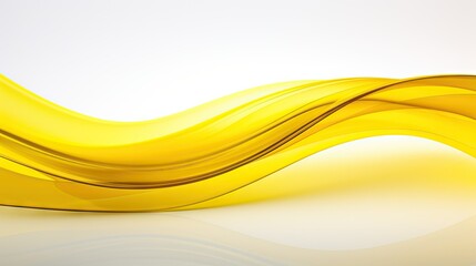  a yellow wave of liquid on a white background with a reflection.  generative ai