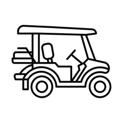 Caddy golf car. Outline icon isolated on white background. Golf car sign.