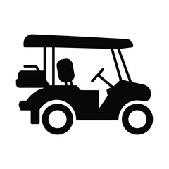 Caddy golf car. Glyph icon isolated on white background. Golf car sign.