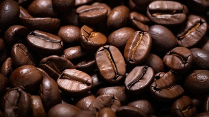 Fototapeta premium a pile of roasted coffee beans with a brown center on top. generative ai