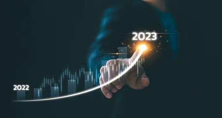 New Goals 2024. Business growth year 2023 to 2024 increase arrow graph corporate Planning,...