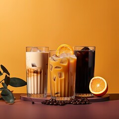 photography featuraing 3 differnt coffee drinks, orange