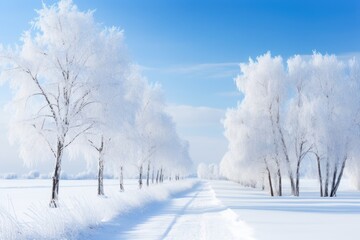 Obraz premium winter trees covered with ice, AI Generated