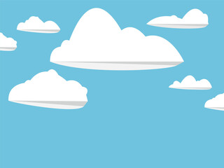 Cartoon Clouds Set vector cloud isolated on blue sky. 